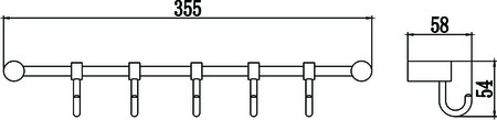 Планка с крючками 5 крючков Savol S-006205