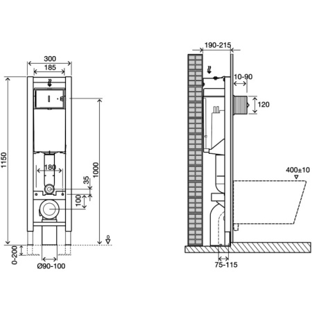 Система инсталляции для унитазов Jacob Delafon E33130RU-NF узкая
