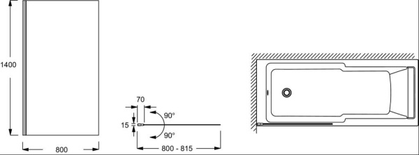 Шторка на ванну (80х140) Jacob Delafon Struktura E6D042-BLV
