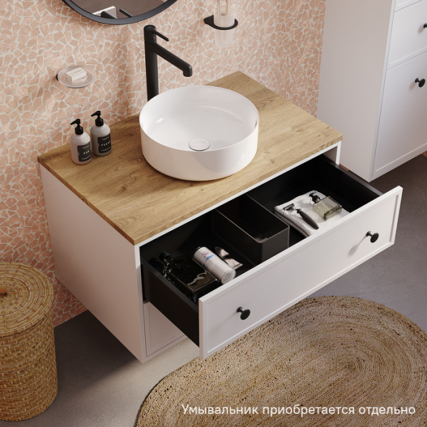 Тумба подвесная со столешницей МДФ IDDIS Torr TOR80WVi95K белый матовый