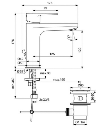 Смеситель для раковины Ideal Standard Cerafine Model O BC699XG