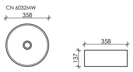 Раковина накладная (35,8х35,8) Ceramica Nova ELEMENT CN6032MW