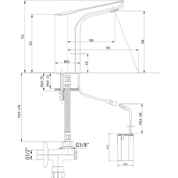 Смеситель для раковины E.C.A. Luna 108108051EX
