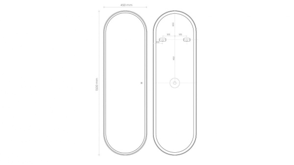 Зеркало с подсветкой и часами Art&Max Catania AM-Cap-450-1500-DS-F