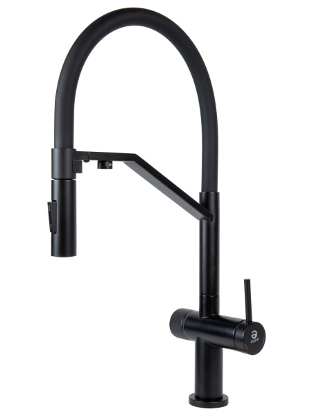 Смеситель для кухни однорычажный с каналом для питьевой воды и гибким изливом Agger Elegant A3241444 черный матовый