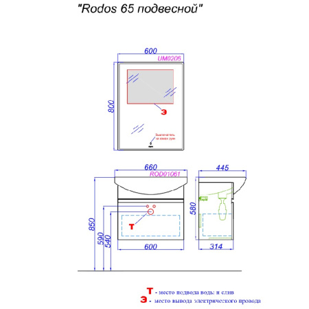 Тумба под раковину Aqwella Rodos 65см ROD01061