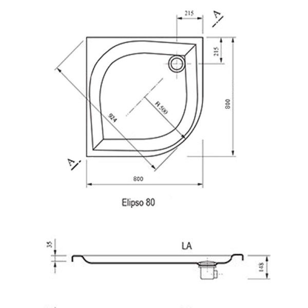 Душевой поддон Ravak Elipso 80 LA A224401210