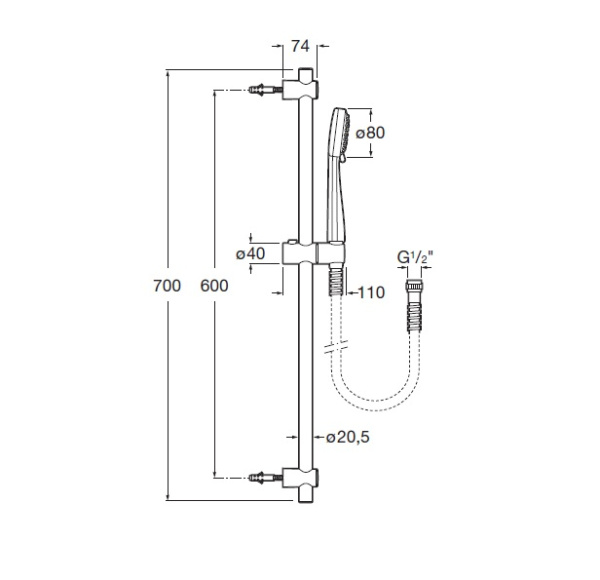 Душевой гарнтиур Roca Stella 80/3F 5B1403C00