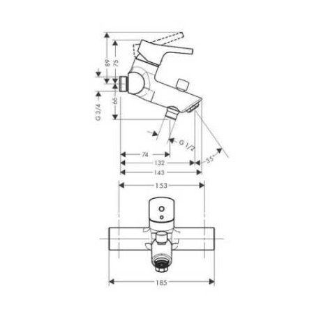 Смеситель для ванны HANSGROHE TALIS S 72401000