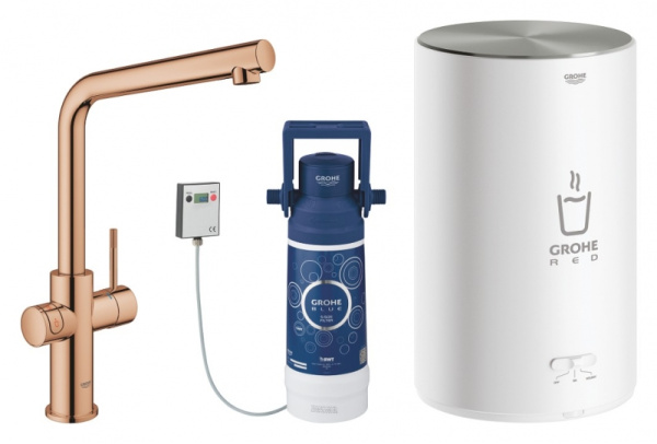 Смеситель и бойлер для кухни GROHE Red Duo M-size 30327 DA1 (30327DA1) теплый закат глянец Смеситель и бойлер для кухни GROHE Red Duo M-size 30327 DA1 (30327DA1) теплый закат глянец