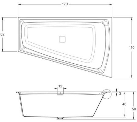 Акриловая ванна Riho Still Smart Riho Fall (170x110) (L) с LED подсветкой B102011005