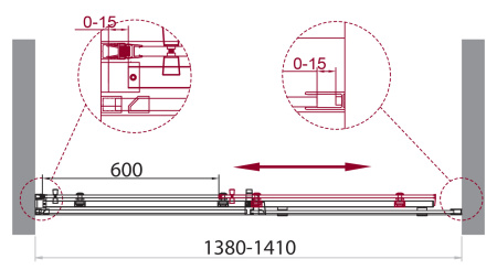 Душевая дверь (140х195) BelBagno ACQUA-BF-1-140-C-Cr