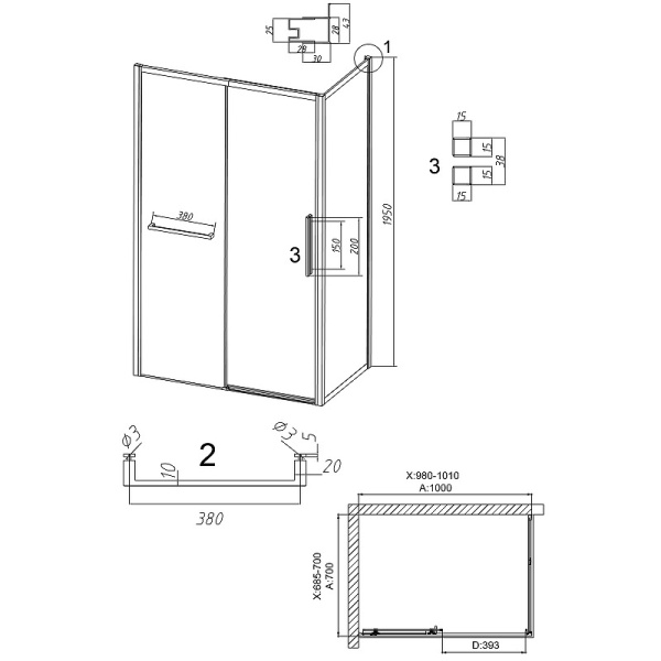 Душевой уголок (100х70) Grossman Style 120.K33.05.1070.10.00