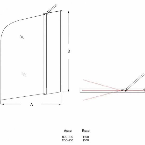 Шторка на ванну Veconi Palau PL-81, (90x150) PL81-90-01-19C1