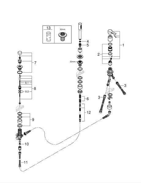 Смеситель однорычажный для ванны на 3 отверстия Grohe Lineare New 19965 001 (19965001) хром