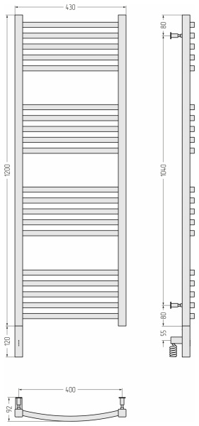 Полотенцесушитель электрический (120х40) Cунержа Аркус 3.0 00-5704-1240 левый