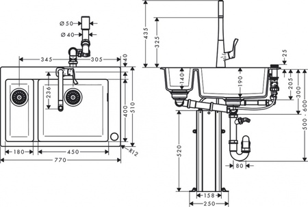 Мойка комби AXOR 43215000
