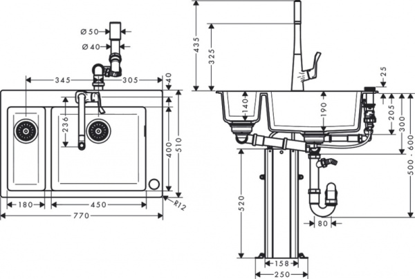 Мойка комби AXOR 43215000