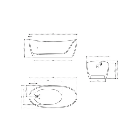 Ванна из искусственного камня (170х75) Vincea VBT-6S03MW белый