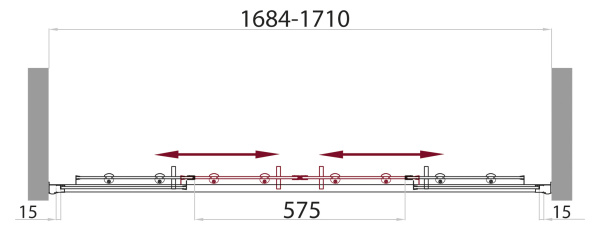 Душевая дверь (170х185) BelBagno UNO-BF-2-170-M-Cr