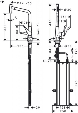 Смеситель для кухни HANSGROHE METRIS SELECT 73816800