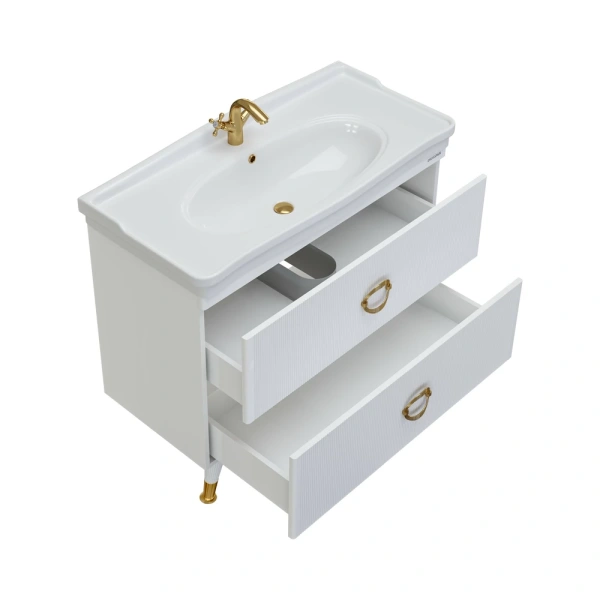 Тумба напольная Grossman АТРИО-105 см 1010501 с 2-я ящ, белый глянец