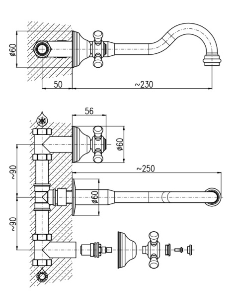 Смеситель для раковины Rav Slezak Morava Retro MK131SM