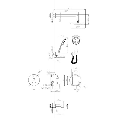 Душевая система скрытого монтажа Esko 7in1 SB