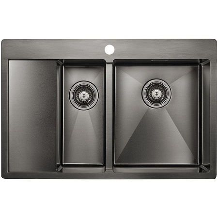 Кухонная мойка Paulmark Union PM537851-GMR вороненая сталь правая