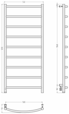 Полотенцесушитель электрический Сунержа Галант 3.0 (120х50) 15-0830-1250 левый
