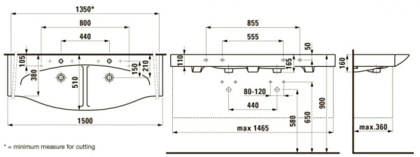 Раковина двойная Laufen PALACE 8.1370.6.000.104.1 Раковина двойная Laufen PALACE 8.1370.6.000.104.1