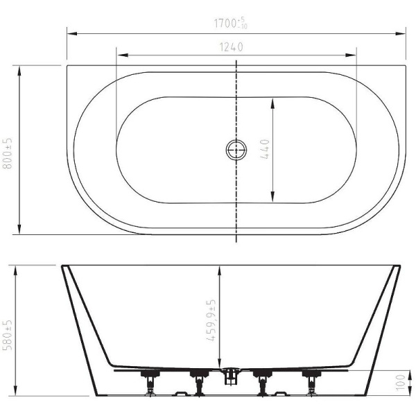 Акриловая ванна (170х80) Art&Max Modica AM-MODICA-1700-800 белый