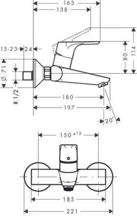 Смеситель для ванны Hansgrohe Focus 31923000