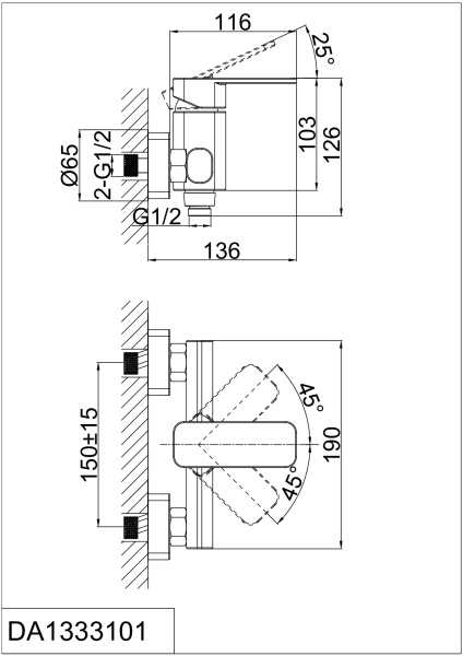 Смеситель для душа D&K Rhein Altportel (DA1333101)