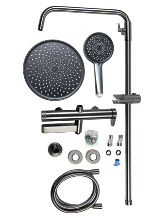 Душевая система с однорычажным смесителем AGGER Sweet A2793355 оружейная сталь матовая