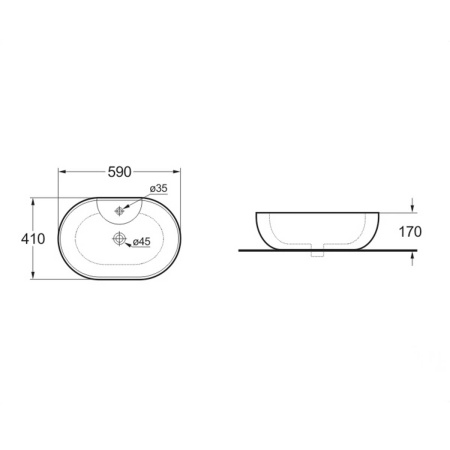 Раковина накладная (59х41) Vincea VBS-116белый