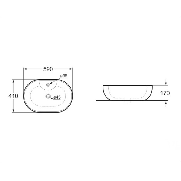 Раковина накладная (59х41) Vincea VBS-116белый