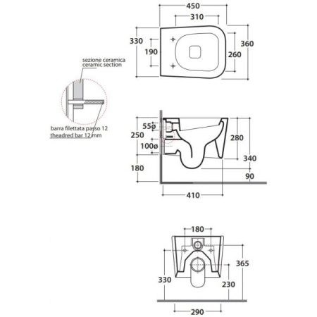 Унитаз подвесной Globo Stone SSS03.BI