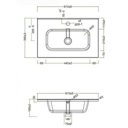 Керамическая раковина (61х46) BelBagno Leticia BB600ETL-MB