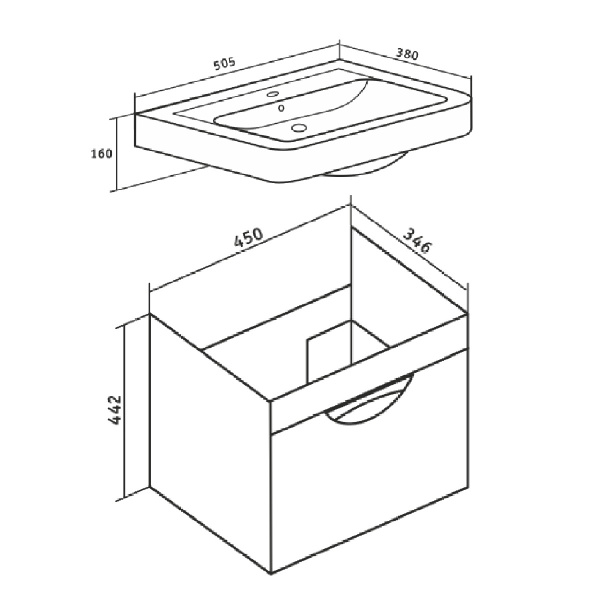 Тумба под раковину Runo Ибица 50 (00000001046)