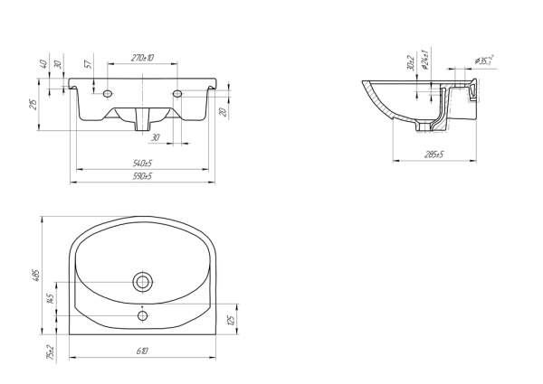 Раковина Cersanit ERICA 61 S-UM-ERI61/1-w