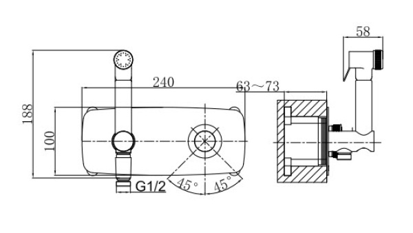 Смеситель с гигиеническим душем D&K Bayern.Alfeld (DA1484501)