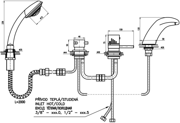 Смеситель на борт ванны Rav Slezak Dunaj DT271.5S