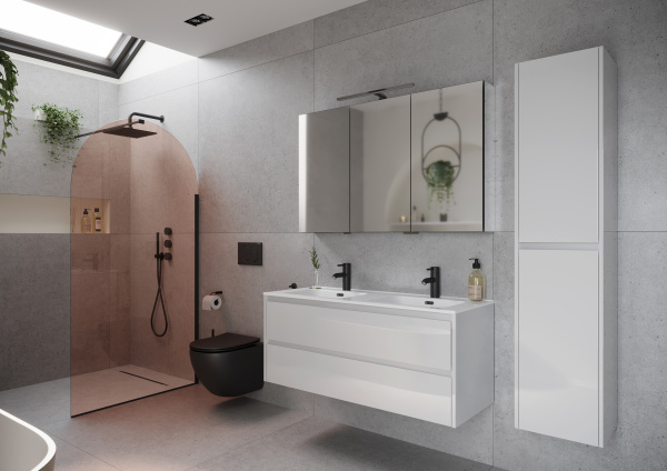 Тумба под раковину Sancos  Libra LB120-2W белый глянец