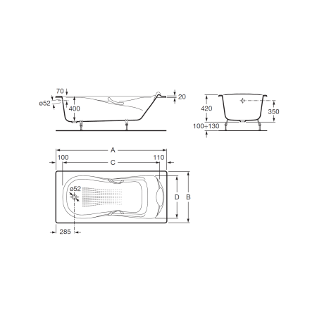 Ванна чугунная Roca Haiti (150x80) 2332G000R