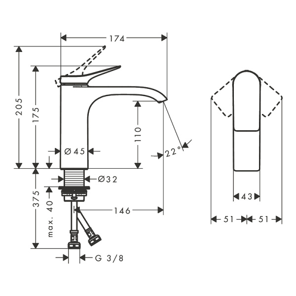 Смеситель для раковины Hansgrohe Vivenis 75022670 черный матовый Смеситель для раковины Hansgrohe Vivenis 75022670 черный матовый