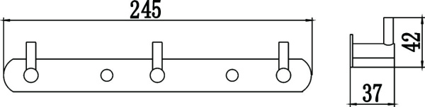 Планка с крючками 3 крючка Savol S-007213H