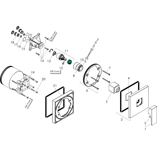 Смеситель для душа Hansgrohe Metropol 32565670 черный матовый