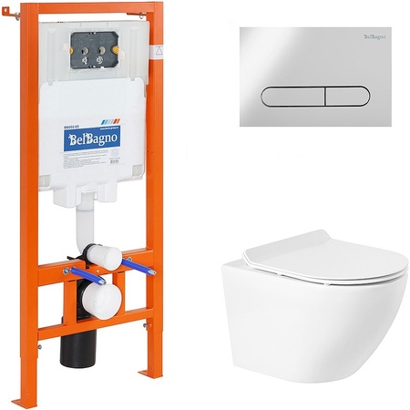Комплект унитаза с инсталляцией BelBagno BB046CHR/BB2111SC/BB002-80/BB005-PR-CHROME