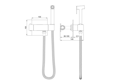 Смеситель с гигиеническим душем и термостатом встраиваемый WONZON & WOGHAND, брашированное золото WW-88819903-BG